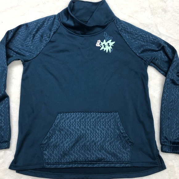 Under armour kids tech fleece teal mock neck crossover turtleneck sweatshirt - Picture 4 of 6